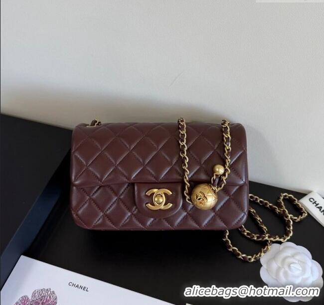 Famous Brand Chanel Lambskin Small Flap Bag with Metal Ball AS1787 Burgundy 2025 New Style