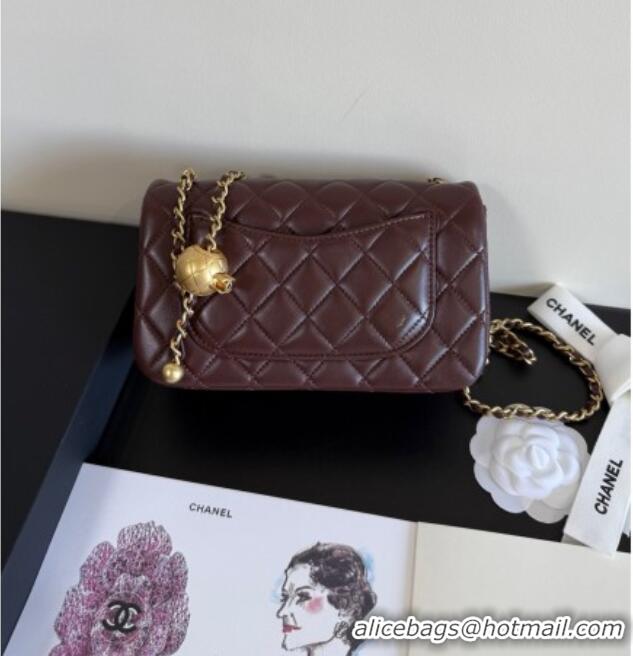Famous Brand Chanel Lambskin Small Flap Bag with Metal Ball AS1787 Burgundy 2025 New Style