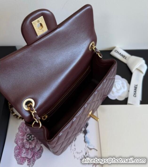 Famous Brand Chanel Lambskin Small Flap Bag with Metal Ball AS1787 Burgundy 2025 New Style