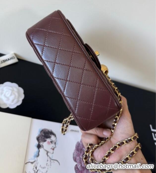 Famous Brand Chanel Lambskin Small Flap Bag with Metal Ball AS1787 Burgundy 2025 New Style