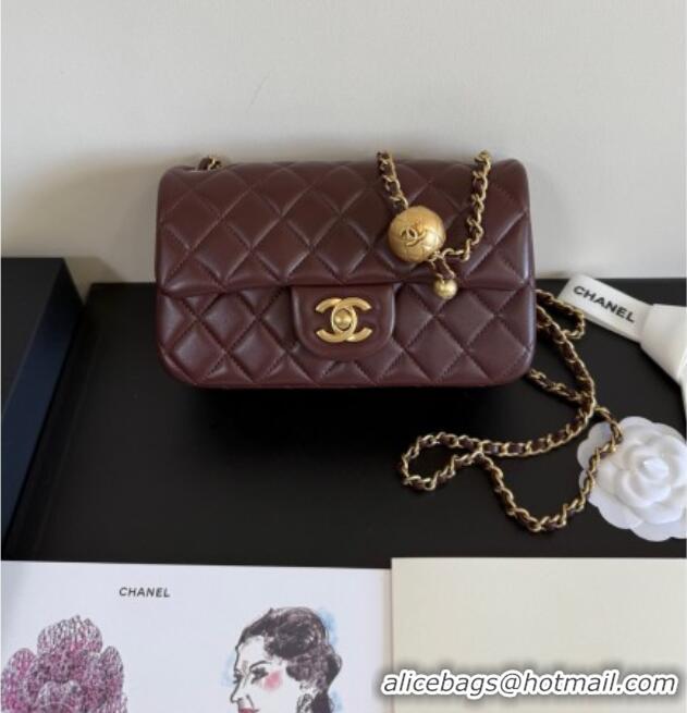 Famous Brand Chanel Lambskin Small Flap Bag with Metal Ball AS1787 Burgundy 2025 New Style