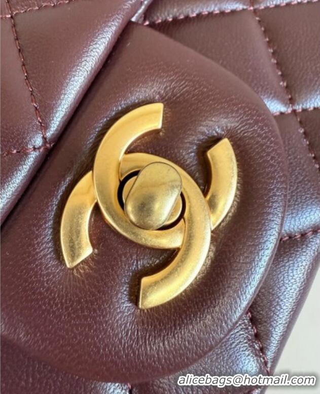 Famous Brand Chanel Lambskin Small Flap Bag with Metal Ball AS1787 Burgundy 2025 New Style