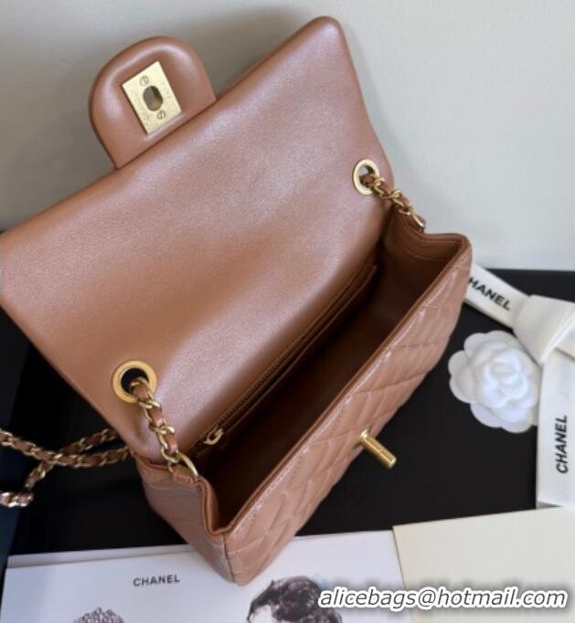 Famous Brand Chanel Lambskin Small Flap Bag with Metal Ball AS1787 Caramel Brown 2025 New Style