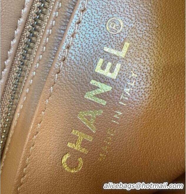 Famous Brand Chanel Lambskin Small Flap Bag with Metal Ball AS1787 Caramel Brown 2025 New Style