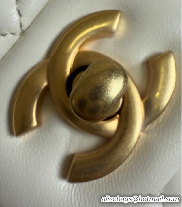 Good Quality Chanel Lambskin Leather Small Flap Bag with Metal Ball AS1787 White 2025