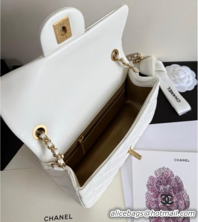 Good Quality Chanel Lambskin Leather Small Flap Bag with Metal Ball AS1787 White 2025