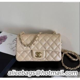 Promotional Chanel Pearly Caviar-Grained Calfskin Classic Mini Flap Bag A01116 Beige 2025
