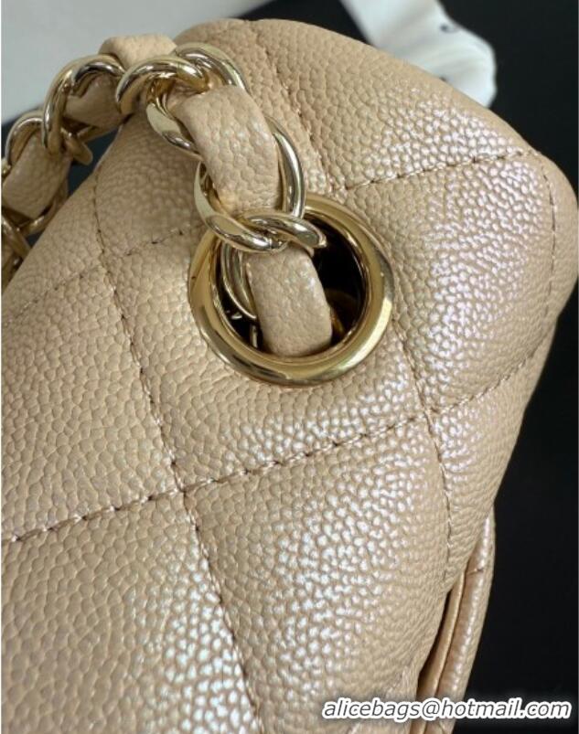 Promotional Chanel Pearly Caviar-Grained Calfskin Classic Mini Flap Bag A01116 Beige 2025