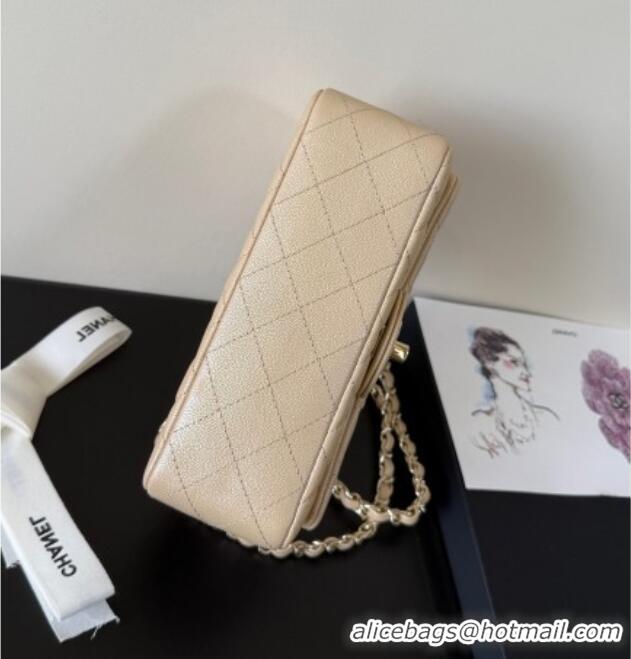 Promotional Chanel Pearly Caviar-Grained Calfskin Classic Mini Flap Bag A01116 Beige 2025