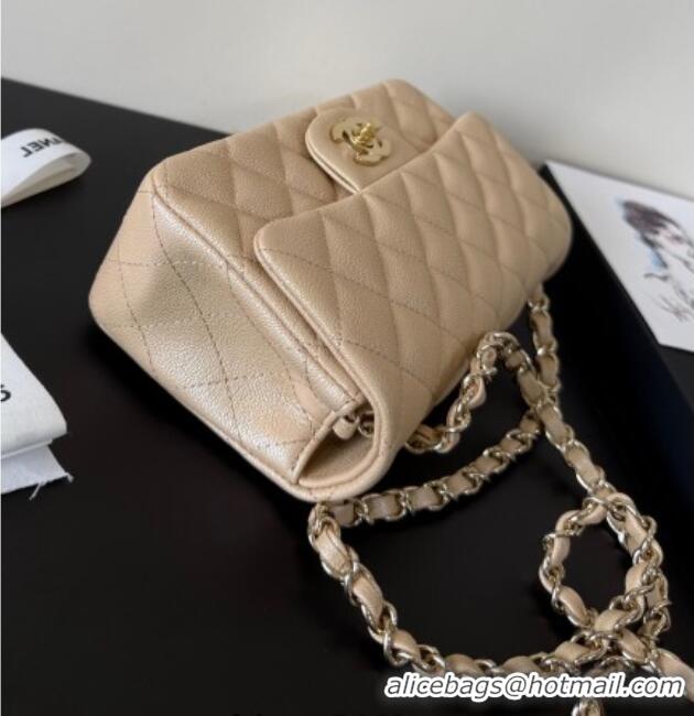 Promotional Chanel Pearly Caviar-Grained Calfskin Classic Mini Flap Bag A01116 Beige 2025