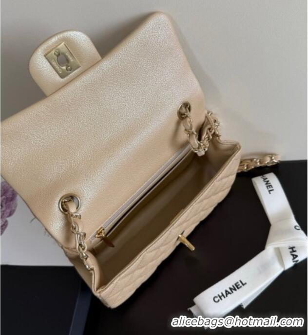 Promotional Chanel Pearly Caviar-Grained Calfskin Classic Mini Flap Bag A01116 Beige 2025
