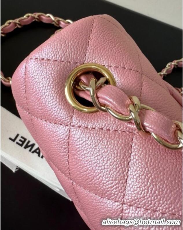 Buy Fashionable Chanel Pearly Caviar-Grained Calfskin Classic Mini Flap Bag A01116 Pink 2025