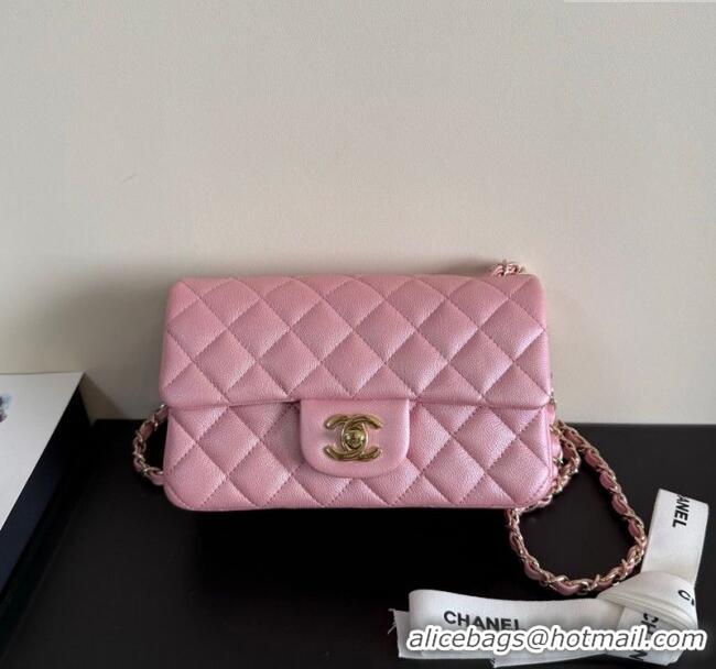 Buy Fashionable Chanel Pearly Caviar-Grained Calfskin Classic Mini Flap Bag A01116 Pink 2025