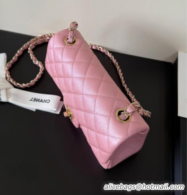 Buy Fashionable Chanel Pearly Caviar-Grained Calfskin Classic Mini Flap Bag A01116 Pink 2025