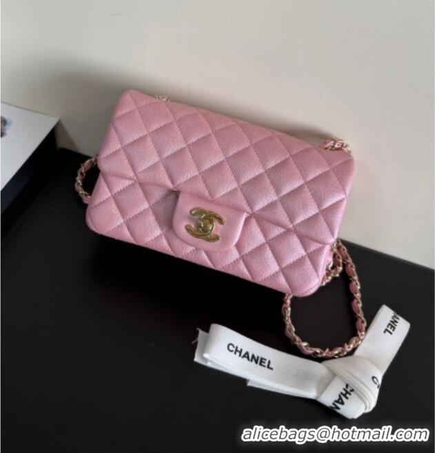 Buy Fashionable Chanel Pearly Caviar-Grained Calfskin Classic Mini Flap Bag A01116 Pink 2025