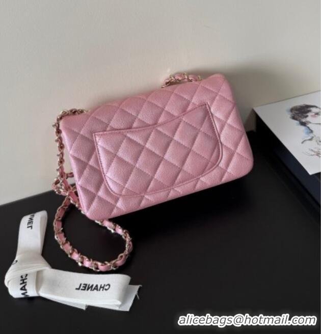 Buy Fashionable Chanel Pearly Caviar-Grained Calfskin Classic Mini Flap Bag A01116 Pink 2025