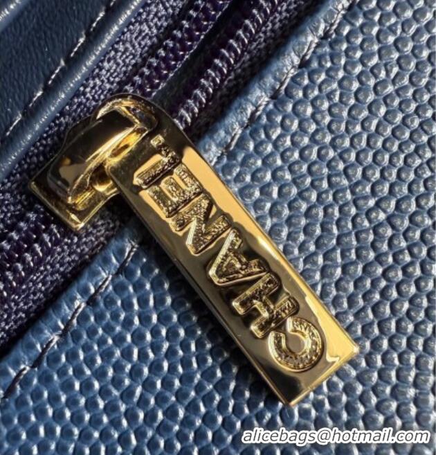 Famous Brand Chanel Pearly Caviar-Grained Calfskin Classic Mini Flap Bag A01116 Blue 2025