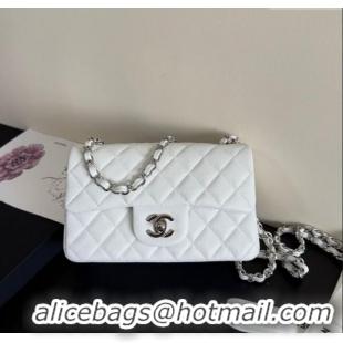 Well Crafted Chanel Caviar-Grained Calfskin Leather Classic Mini Flap Bag A01116 White/Silver 2025