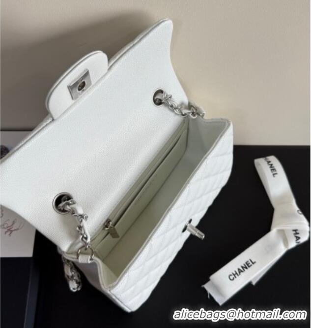 Well Crafted Chanel Caviar-Grained Calfskin Leather Classic Mini Flap Bag A01116 White/Silver 2025