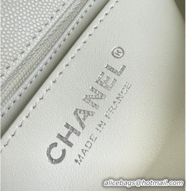 Well Crafted Chanel Caviar-Grained Calfskin Leather Classic Mini Flap Bag A01116 White/Silver 2025