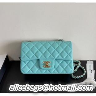 Well Crafted Chanel Caviar-Grained Calfskin Leather Classic Mini Flap Bag A01116 Tiffany Blue/Gold 2025