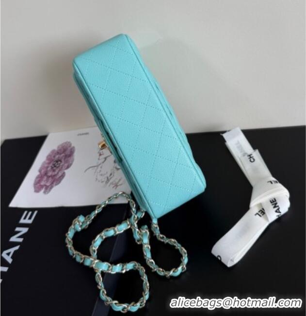 Well Crafted Chanel Caviar-Grained Calfskin Leather Classic Mini Flap Bag A01116 Tiffany Blue/Gold 2025