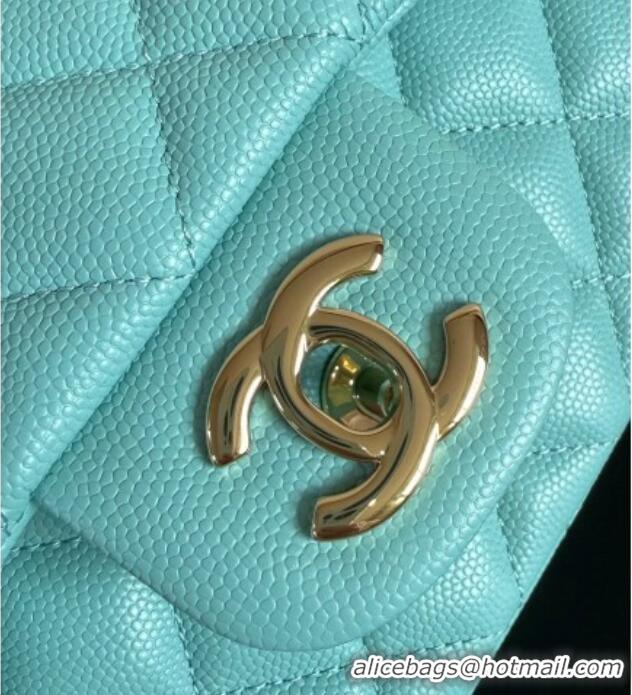 Well Crafted Chanel Caviar-Grained Calfskin Leather Classic Mini Flap Bag A01116 Tiffany Blue/Gold 2025
