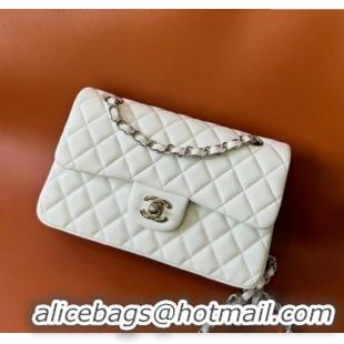 Top Design Chanel Caviar-Grained Calfskin Leather Classic Small Flap Bag A01117 White/Silver 2025