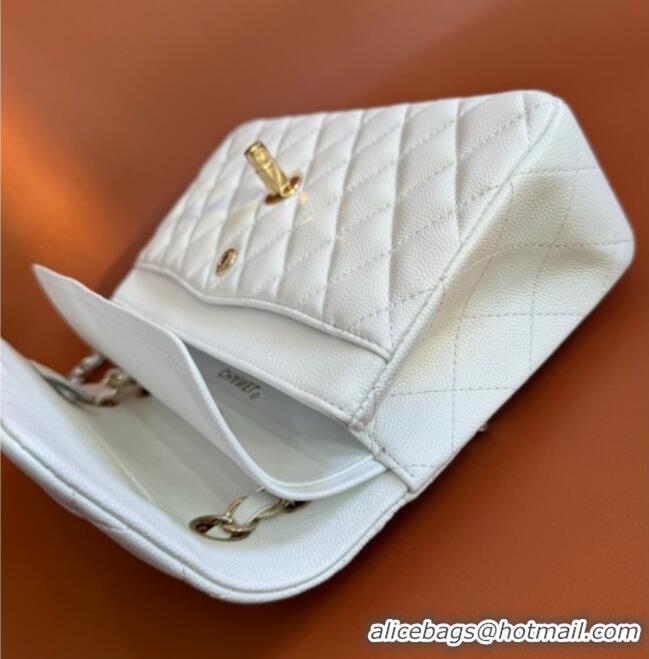 Grade Quality Chanel Caviar-Grained Calfskin Leather Classic Small Flap Bag A01117 White/Gold 2025