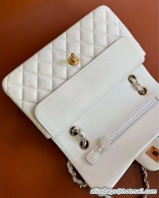 Grade Quality Chanel Caviar-Grained Calfskin Leather Classic Small Flap Bag A01117 White/Gold 2025