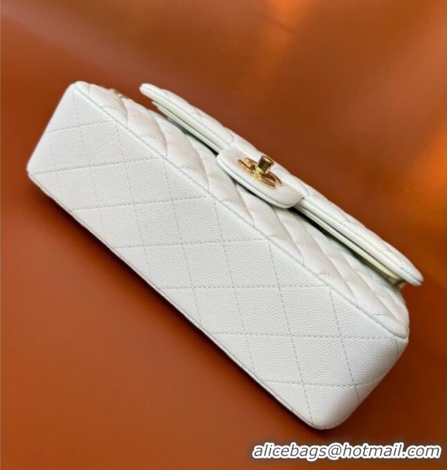 Grade Quality Chanel Caviar-Grained Calfskin Leather Classic Small Flap Bag A01117 White/Gold 2025