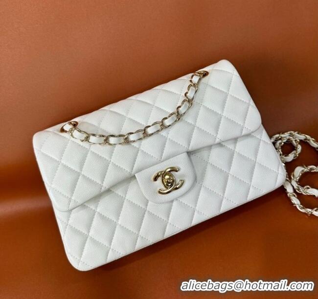 Grade Quality Chanel Caviar-Grained Calfskin Leather Classic Small Flap Bag A01117 White/Gold 2025