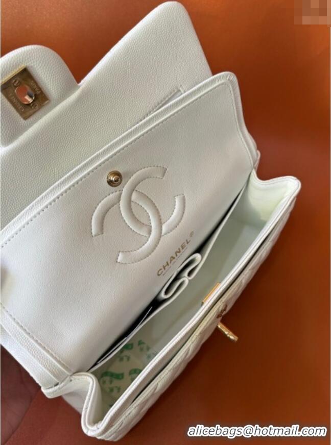 Grade Quality Chanel Caviar-Grained Calfskin Leather Classic Small Flap Bag A01117 White/Gold 2025