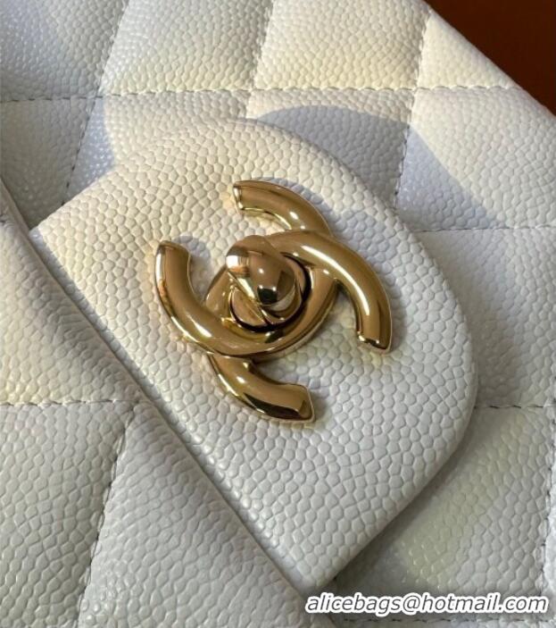 Grade Quality Chanel Caviar-Grained Calfskin Leather Classic Small Flap Bag A01117 White/Gold 2025