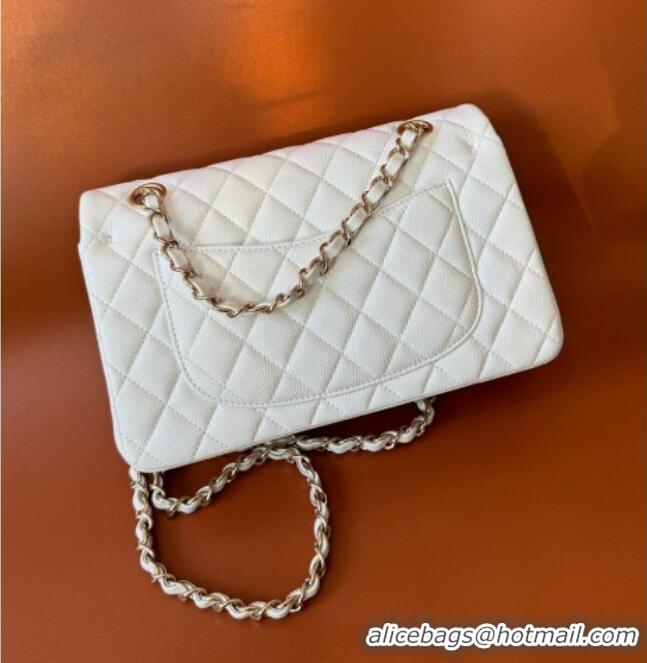 Grade Quality Chanel Caviar-Grained Calfskin Leather Classic Small Flap Bag A01117 White/Gold 2025