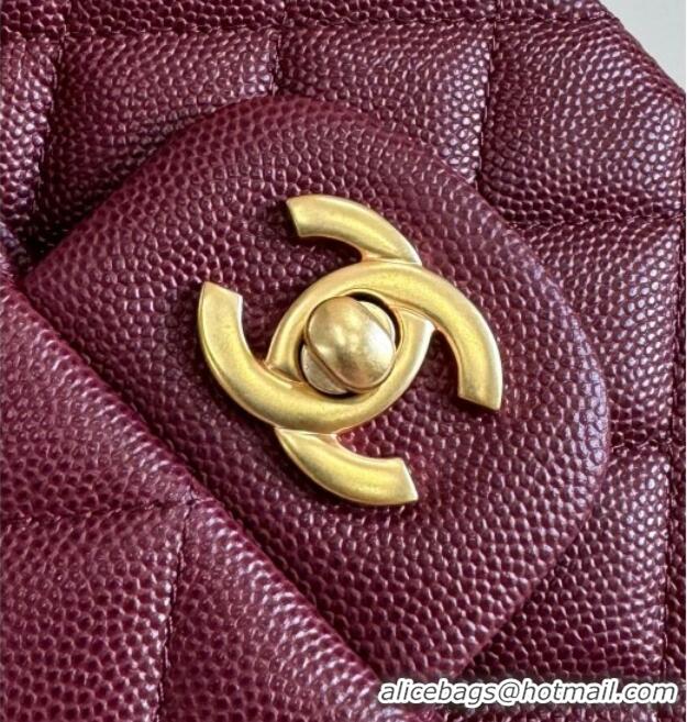 New Fashion Chanel Caviar-Grained Calfskin Leather Classic Small Flap Bag A01117 Burgundy/Gold 2025