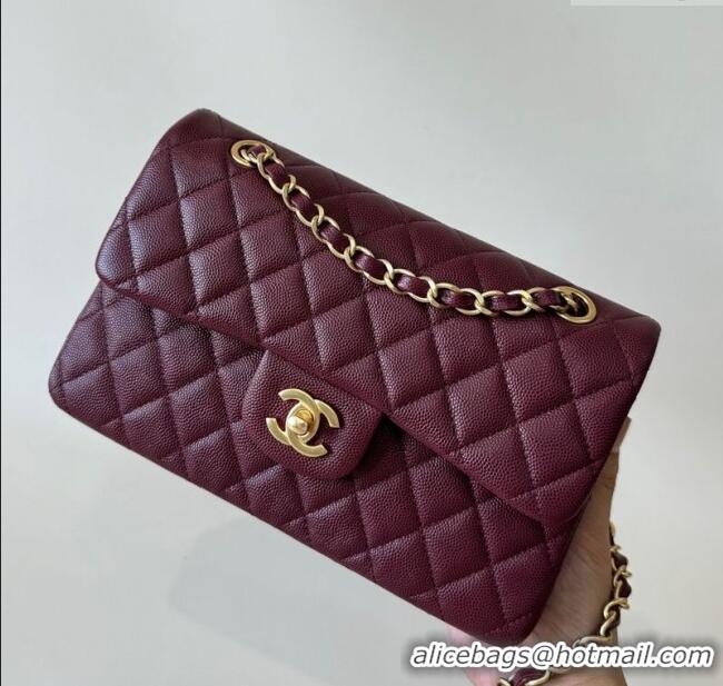 New Fashion Chanel Caviar-Grained Calfskin Leather Classic Small Flap Bag A01117 Burgundy/Gold 2025