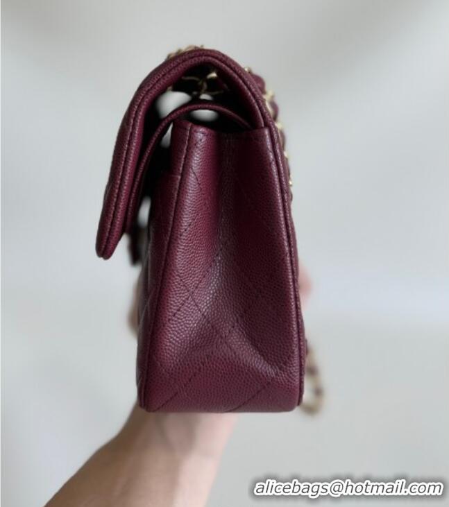 New Fashion Chanel Caviar-Grained Calfskin Leather Classic Small Flap Bag A01117 Burgundy/Gold 2025