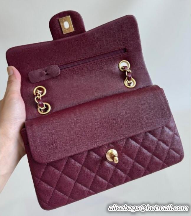 New Fashion Chanel Caviar-Grained Calfskin Leather Classic Small Flap Bag A01117 Burgundy/Gold 2025