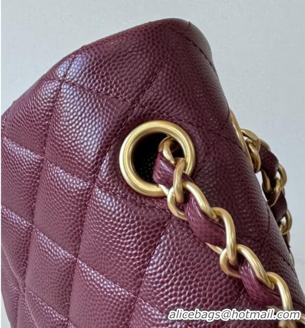 New Fashion Chanel Caviar-Grained Calfskin Leather Classic Small Flap Bag A01117 Burgundy/Gold 2025