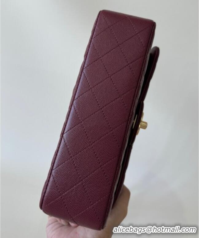 New Fashion Chanel Caviar-Grained Calfskin Leather Classic Small Flap Bag A01117 Burgundy/Gold 2025