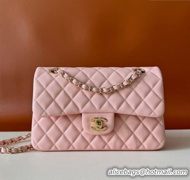 Shop Discount Chanel Caviar-Grained Calfskin Leather Classic Small Flap Bag A01117 Light Pink/Gold 2025