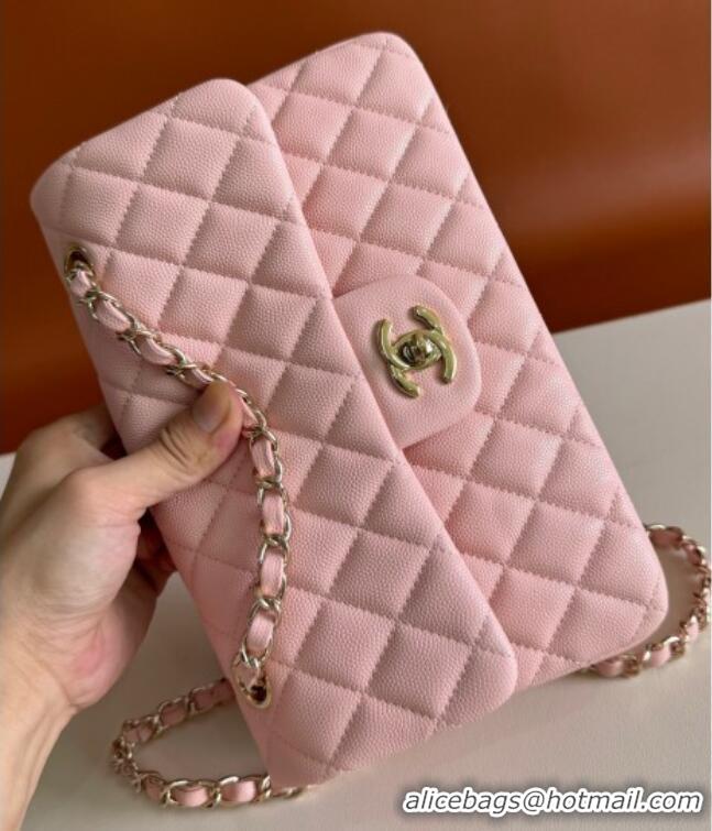 Shop Discount Chanel Caviar-Grained Calfskin Leather Classic Small Flap Bag A01117 Light Pink/Gold 2025