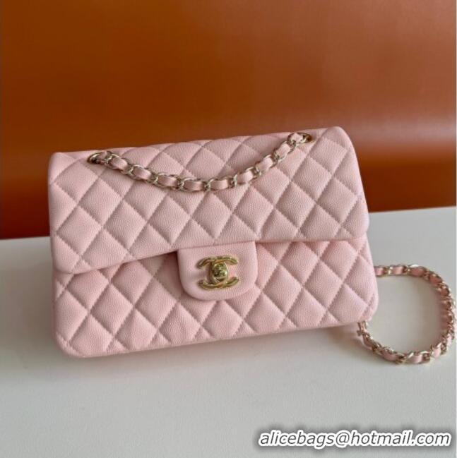 Shop Discount Chanel Caviar-Grained Calfskin Leather Classic Small Flap Bag A01117 Light Pink/Gold 2025
