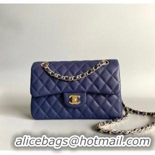 Top Quality Chanel Caviar-Grained Calfskin Leather Classic Small Flap Bag A01117 Blue 2025