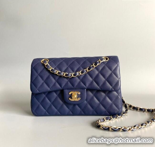Top Quality Chanel Caviar-Grained Calfskin Leather Classic Small Flap Bag A01117 Blue 2025