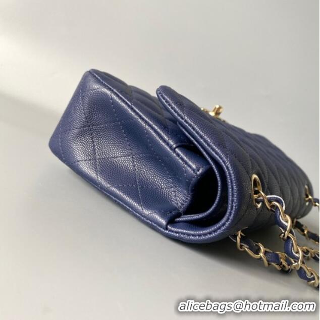 Top Quality Chanel Caviar-Grained Calfskin Leather Classic Small Flap Bag A01117 Blue 2025