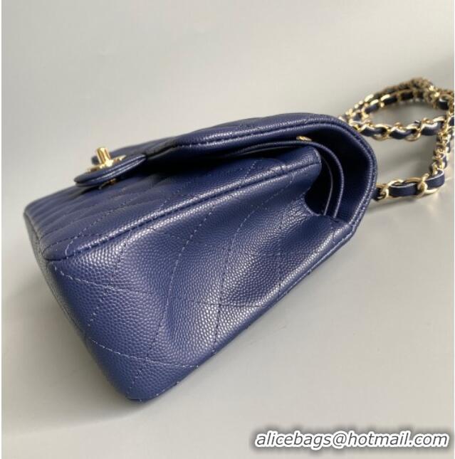 Top Quality Chanel Caviar-Grained Calfskin Leather Classic Small Flap Bag A01117 Blue 2025