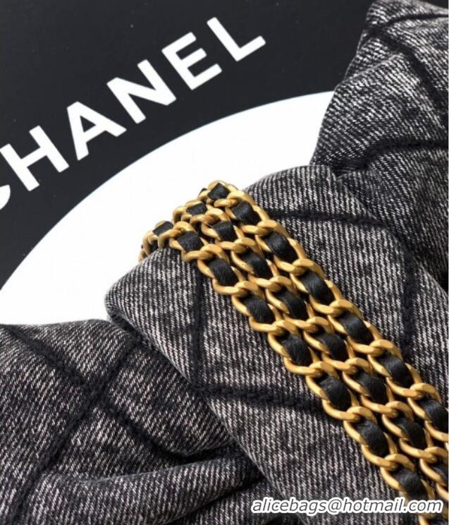Famous Brand Chanel Quilted Denim Mini Bow Bag AS5849 Grey 2025