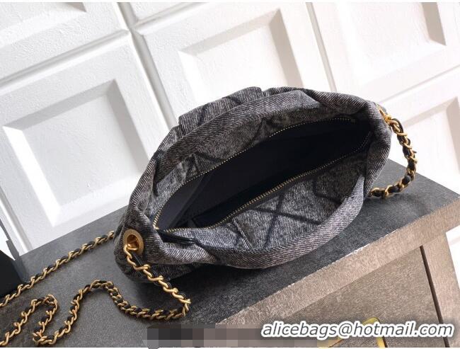 Famous Brand Chanel Quilted Denim Mini Bow Bag AS5849 Grey 2025